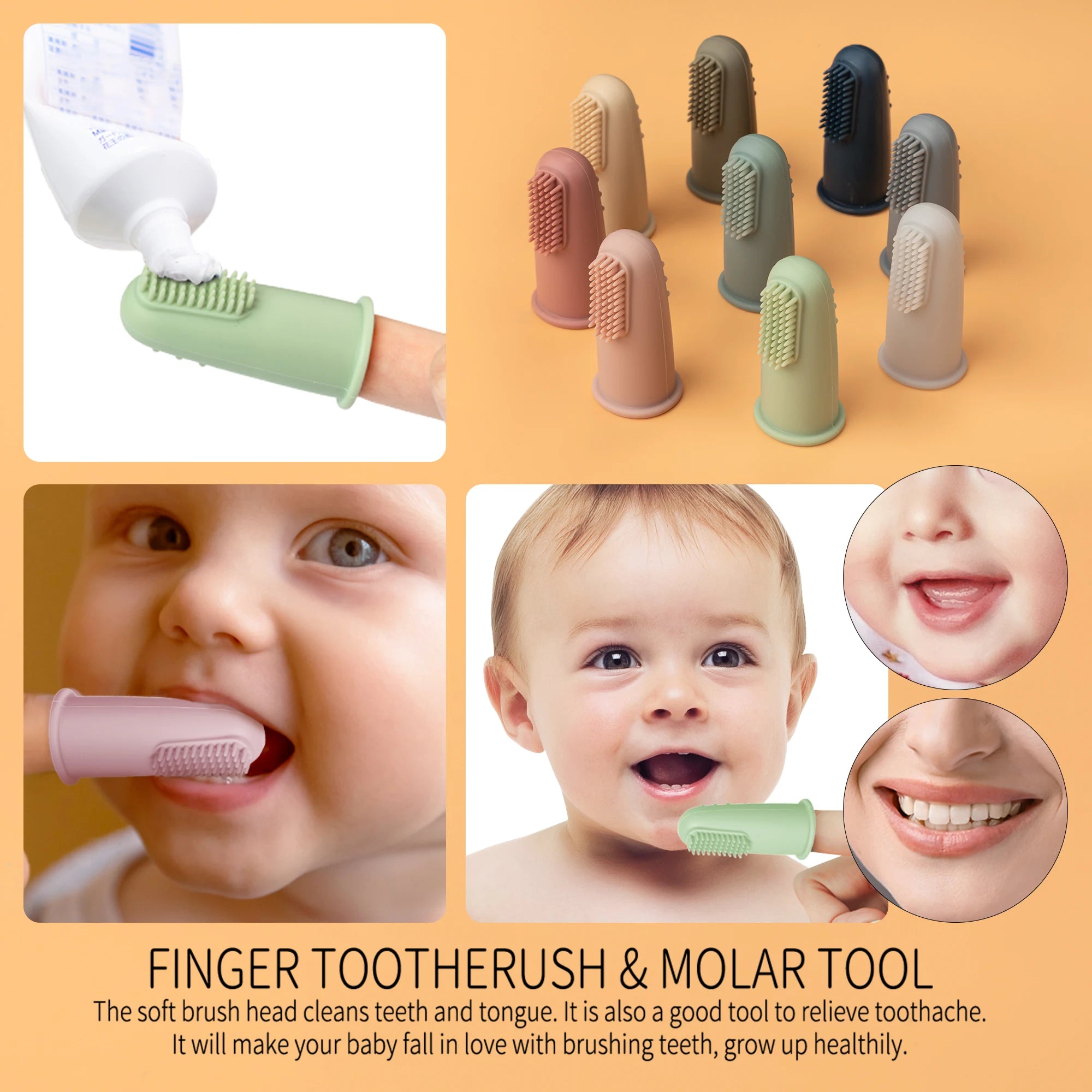 3 Soft Baby Finger Toothbrushes