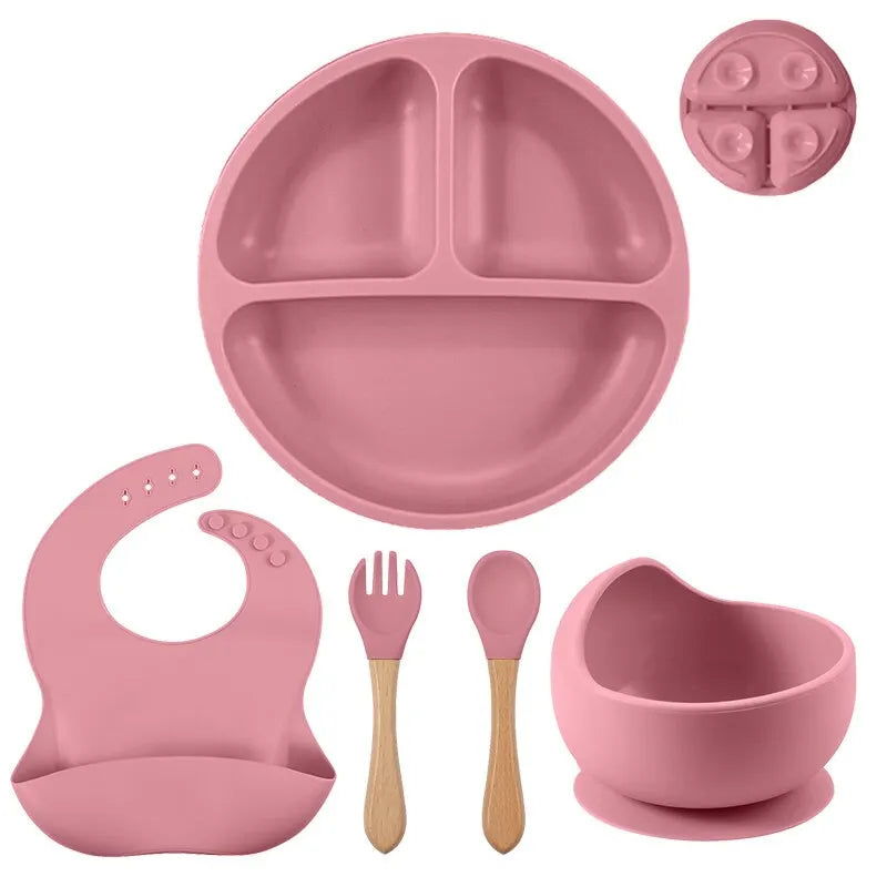 5Pcs Silicone Baby Feeding Set